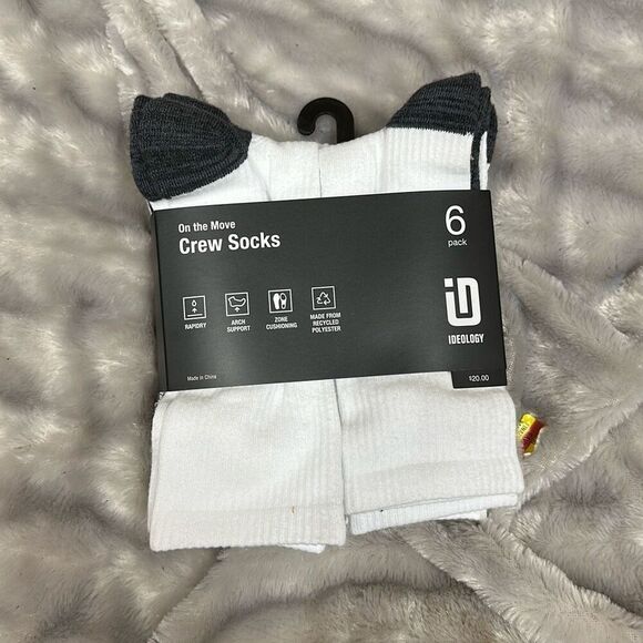 ID Ideology Men's 6-Pk. Rapidry Crew Socks, Created for Macy's - White - Picture 2 of 3